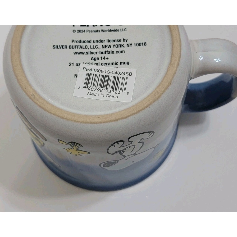 NEW PEANUTS‎ SNOOPY & THE Whole GANG COFFEE Tea MUG 21 OZ Blue White Tie Dye - Picture 6 of 6